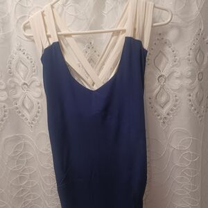 Elegant Blue and White Women's Blouse. XL But Fits Snug.